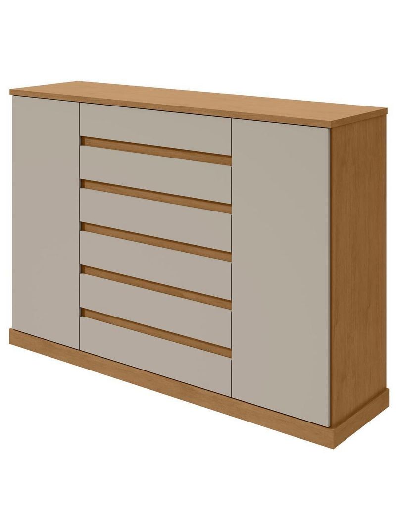 Cômoda Vedra 7 Gavetas 2 Portas Amêndoa Clean/Off White