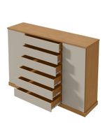 Cômoda Vedra 7 Gavetas 2 Portas Amêndoa Clean/Off White