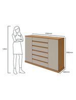 Cômoda Vedra 7 Gavetas 2 Portas Amêndoa Clean/Off White