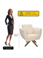 Poltrona Jolly Decorativa Com Base Madeira Em Tecido Boucle Off White