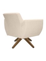 Poltrona Jolly Decorativa Com Base Madeira Em Tecido Boucle Off White