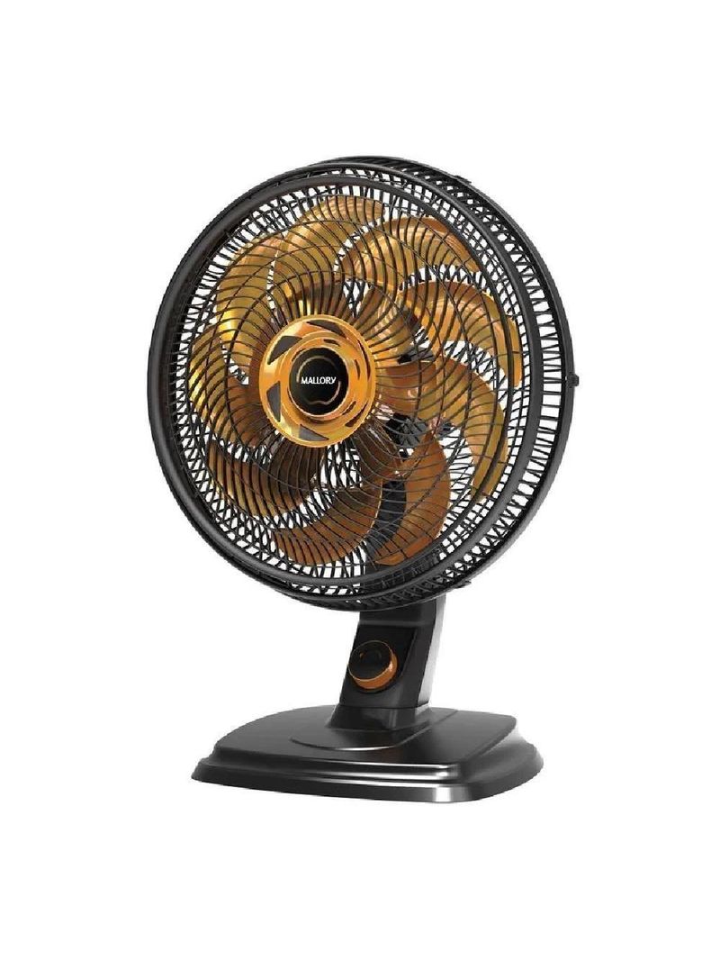 Ventilador De Mesa Mallory Egeo 40cm Preto E Dourado - 220v