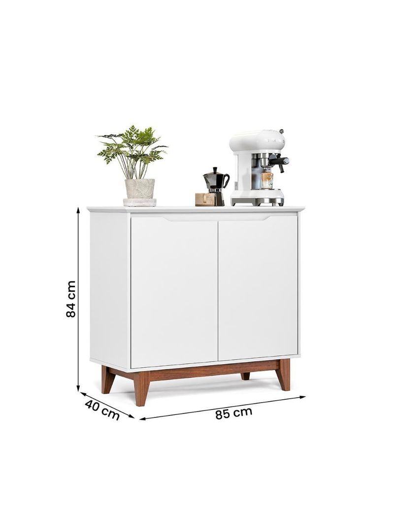 Aparador Buffet Flow 2 Portas Com Pés De Madeira Maciça Branco