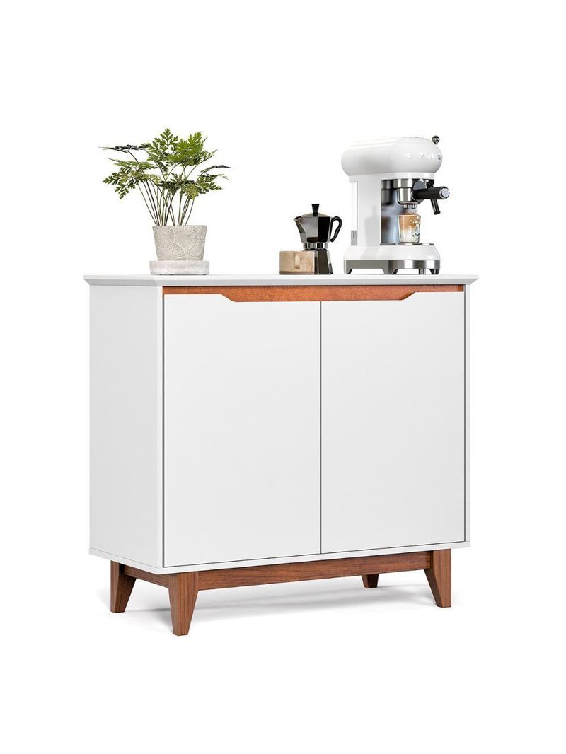 Aparador Buffet Flow 2 Portas Com Pés De Madeira Maciça Branco