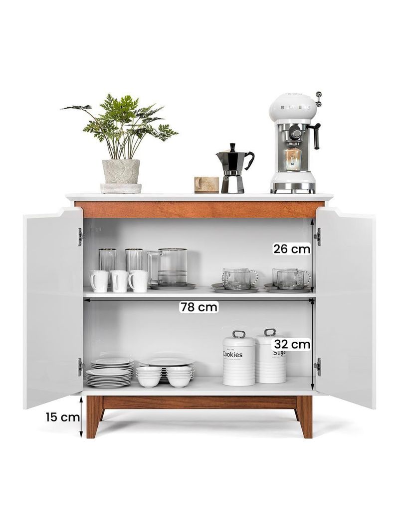Aparador Buffet Flow 2 Portas Com Pés De Madeira Maciça Branco