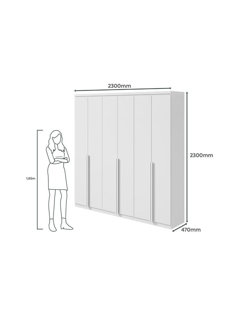 Guarda-roupa Casal Alonzo 6 Portas 4 Gavetas Branco