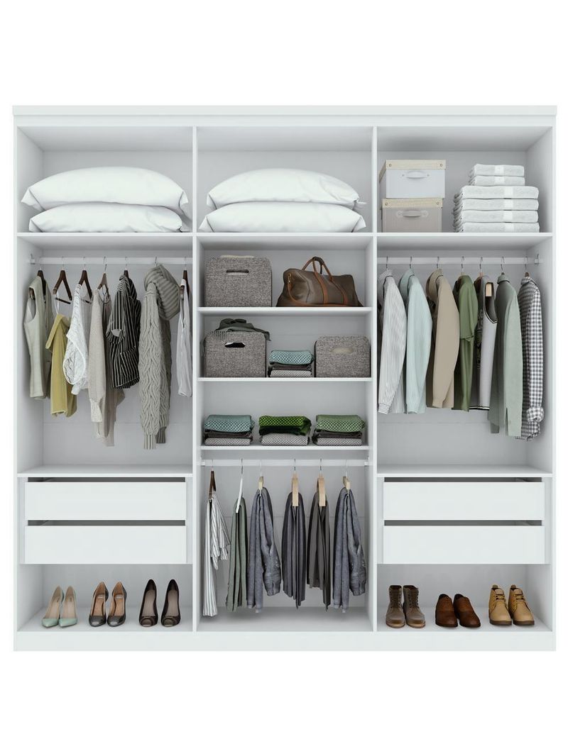 Guarda-roupa Casal Alonzo 6 Portas 4 Gavetas Branco