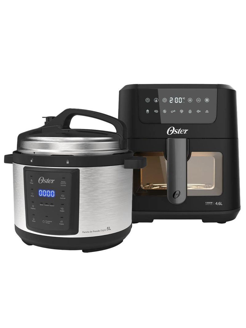 Kit Digital Oster – Fritadeira Clear 4,6L e Panela de Pressão Elétrica 5L – 220V