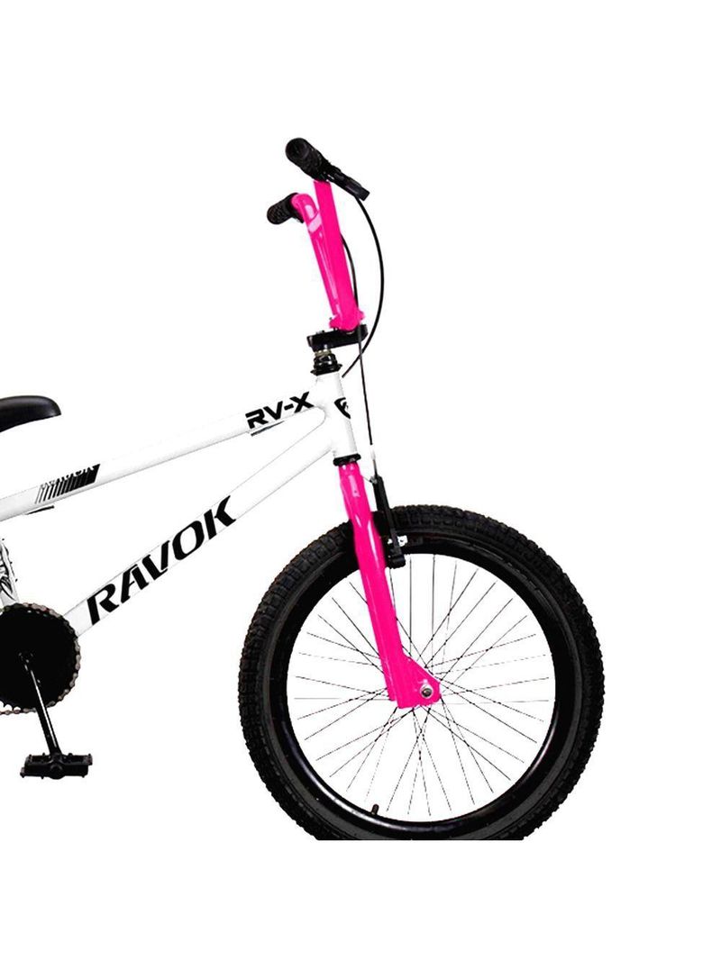Bicicleta BMX Cross Aro 20 Ravok RV-X – Branco e Rosa