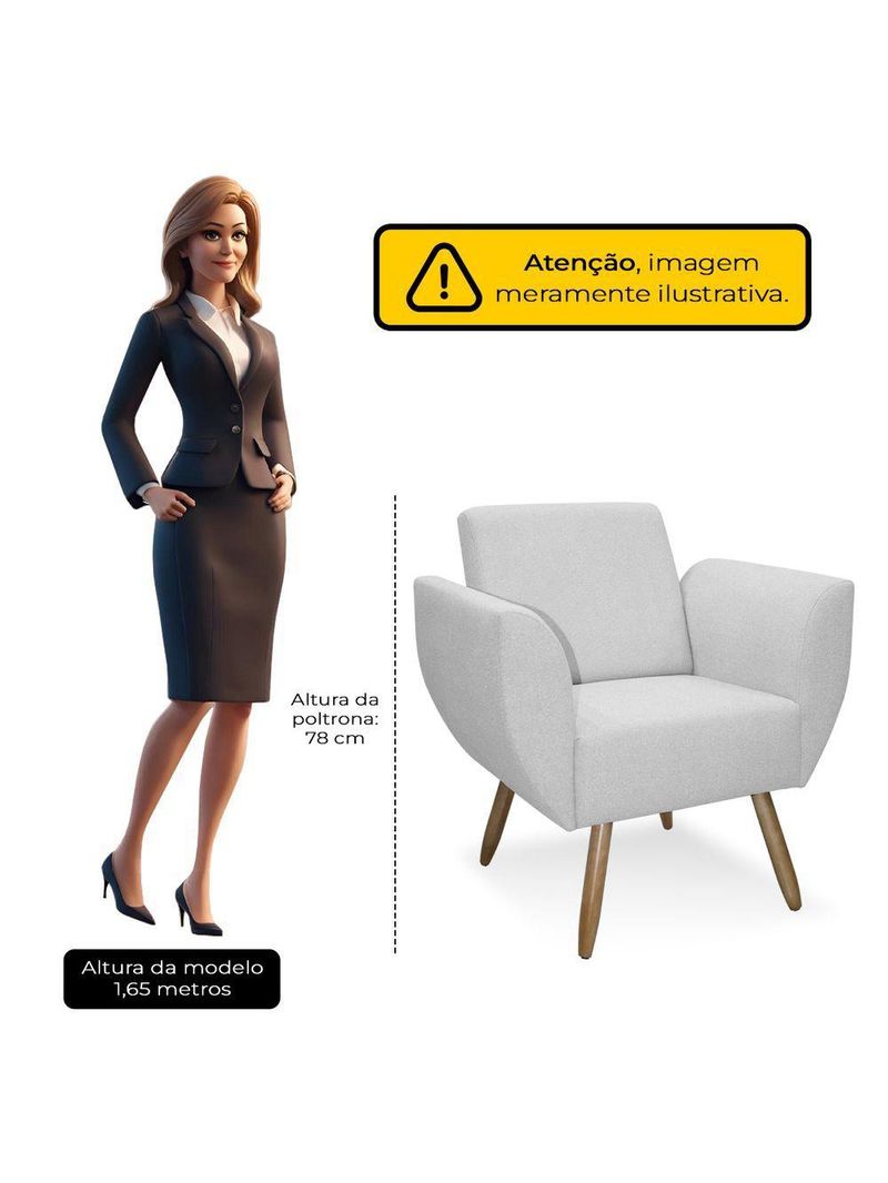 Poltrona Jolly Decorativa Em Tecido Boucle Com 1 Assento Cinza