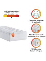 Colchão Solteiro Molas Pillow Top 88x188x27cm Branco