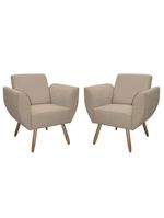 Kit De 2 Poltronas Jolly Cadeira Decorativa Em Tecido Boucle Areia
