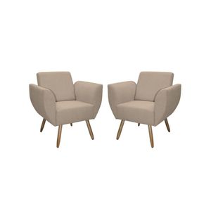 Kit De 2 Poltronas Jolly Cadeira Decorativa Em Tecido Boucle Areia