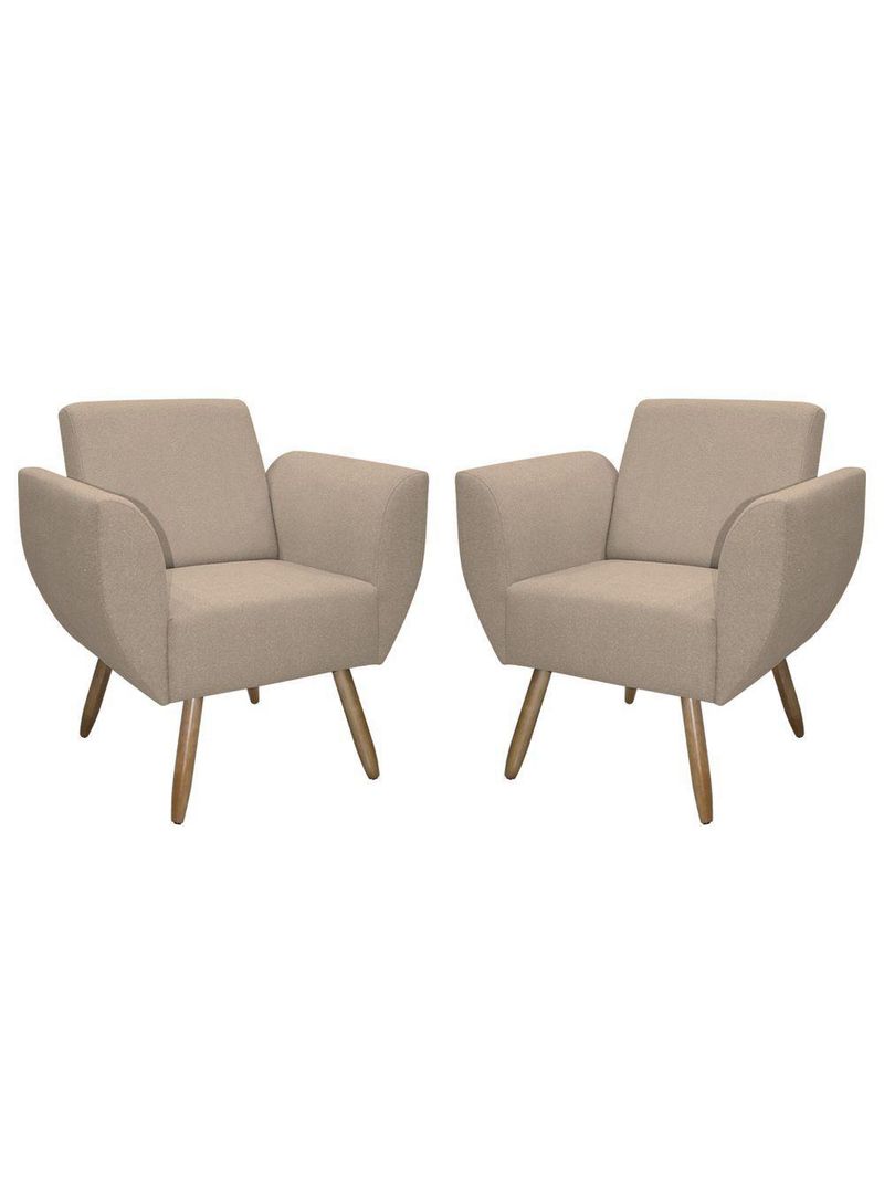 Kit De 2 Poltronas Jolly Cadeira Decorativa Em Tecido Boucle Areia