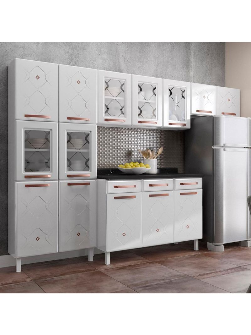 Cozinha De Aço Compacta Mirage New 5 Vidros 3 Peças Branco