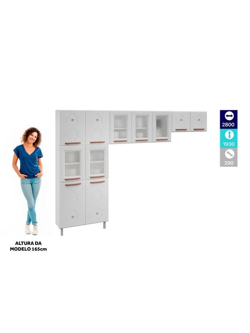Cozinha De Aço Compacta Mirage New 5 Vidros 3 Peças Branco
