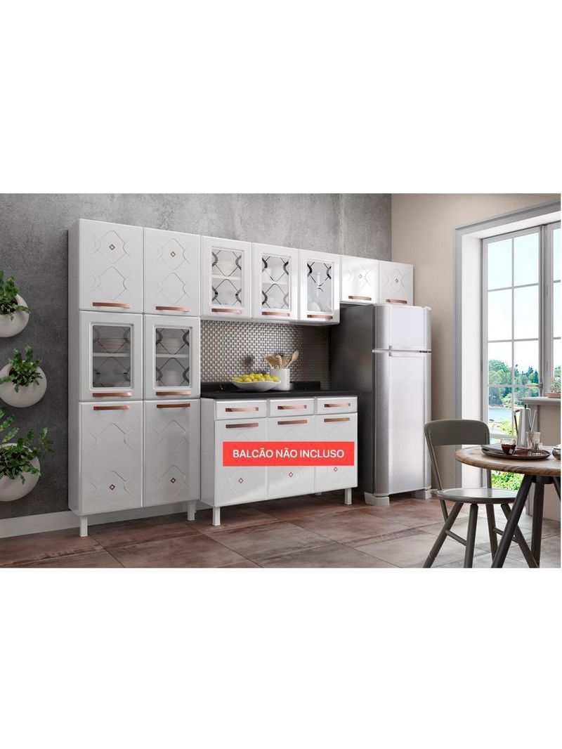 Cozinha De Aço Compacta Mirage New 5 Vidros 3 Peças Branco