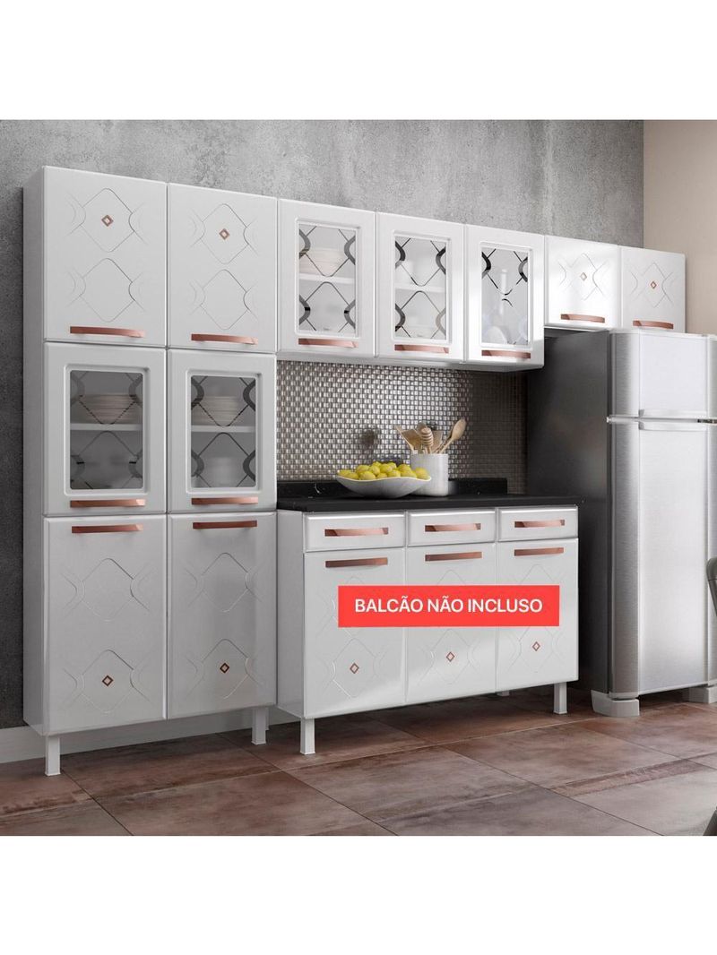 Cozinha De Aço Compacta Mirage New 5 Vidros 3 Peças Branco