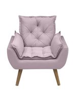 Poltrona Opala Conforto Decorativa Em Veludo Com Pés Palito Rosê