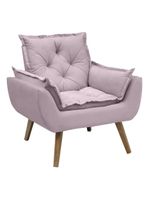 Poltrona Opala Conforto Decorativa Em Veludo Com Pés Palito Rosê