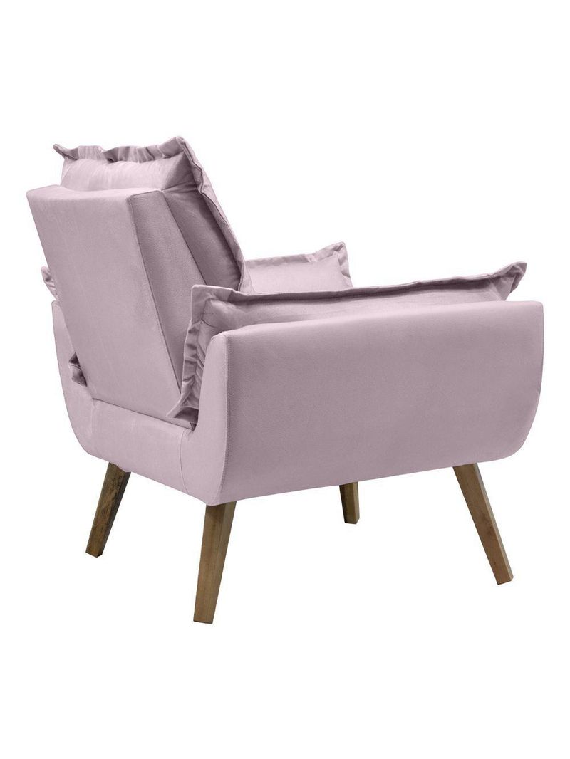 Poltrona Opala Conforto Decorativa Em Veludo Com Pés Palito Rosê