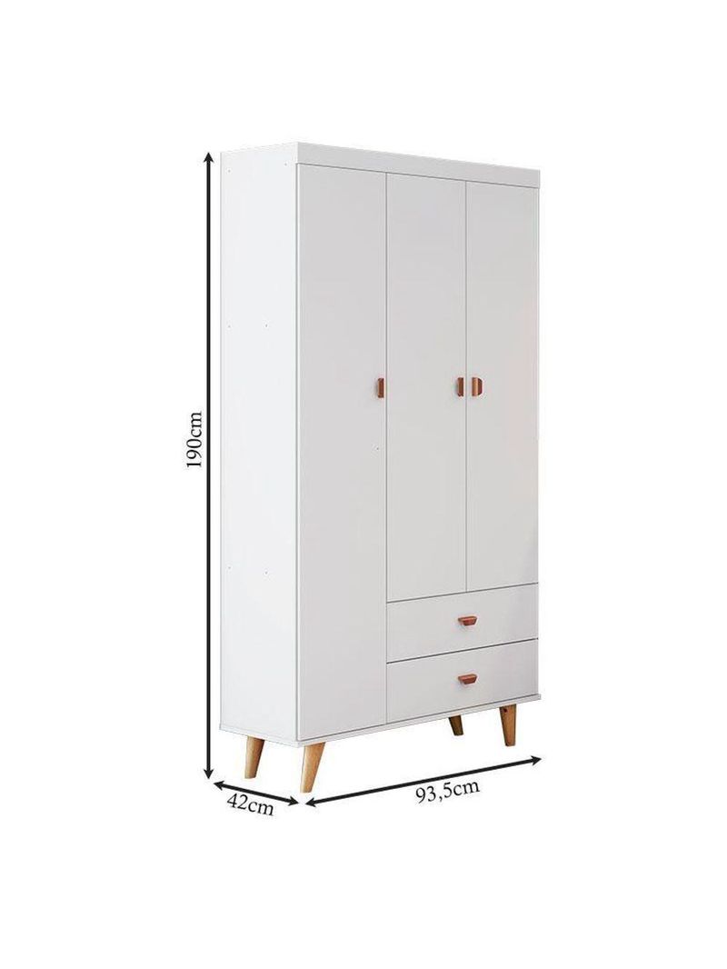 Berço Americano Ludmila E Guarda Roupa 3 Portas Duda Branco Acetinado Bétula - Carolina