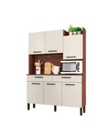 Armário de Cozinha Kit 6 Portas Modena Kits Paraná Cor: Nogueira/Off White