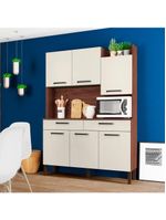 Armário de Cozinha Kit 6 Portas Modena Kits Paraná Cor: Nogueira/Off White