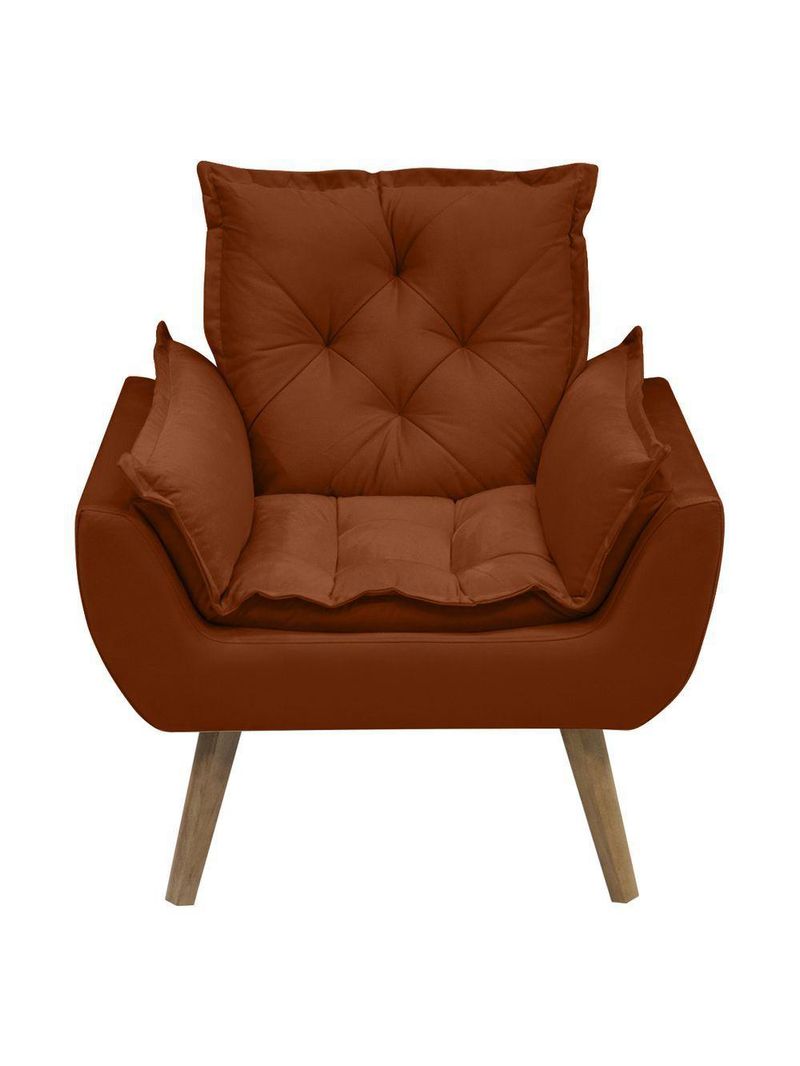 Kit Com 2 Poltronas Opala Conforto Decorativa Em Veludo Terracota