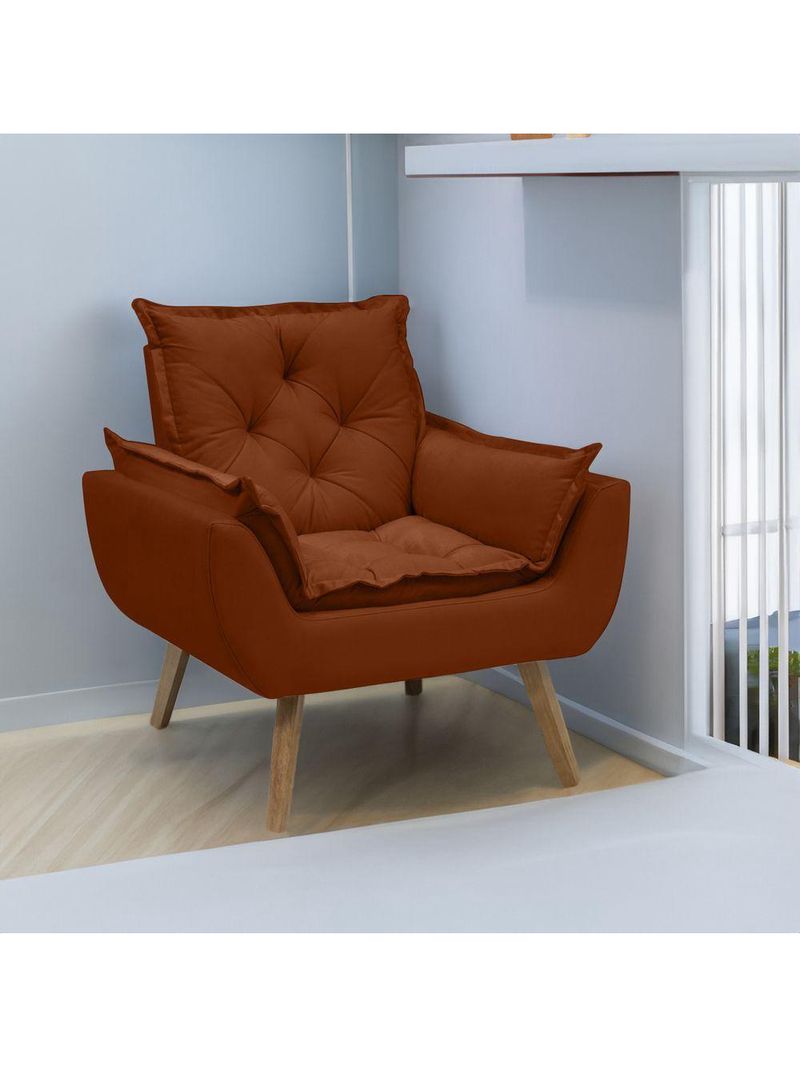 Kit Com 2 Poltronas Opala Conforto Decorativa Em Veludo Terracota