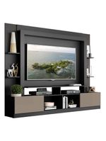 Rack Estante com Painel e Suporte 65'' e 2 Portas Oslo Multimóveis Preto/Lacca Fumê