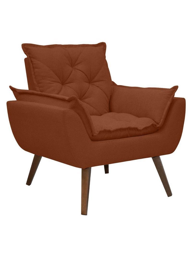 Kit De 2 Poltronas Opala Conforto Tecido Boucle Pés Trapézio Terracota