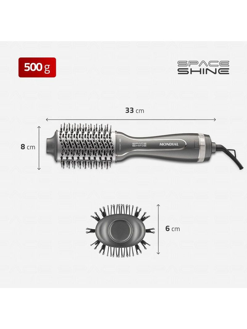 Escova Secadora Space Shine Mondial Grafite 1300W ES-20 Bivolt