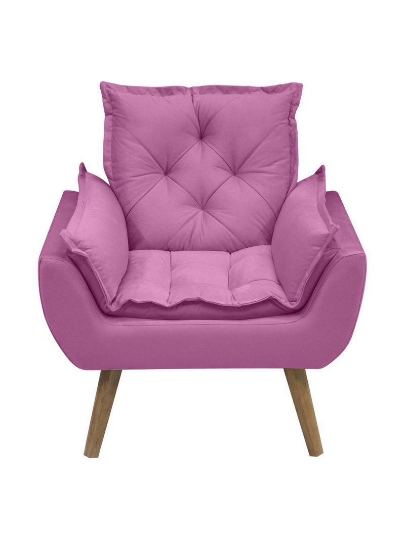 Kit Com 2 Poltronas Opala Conforto Decorativa Em Veludo Rosa