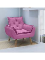 Kit Com 2 Poltronas Opala Conforto Decorativa Em Veludo Rosa