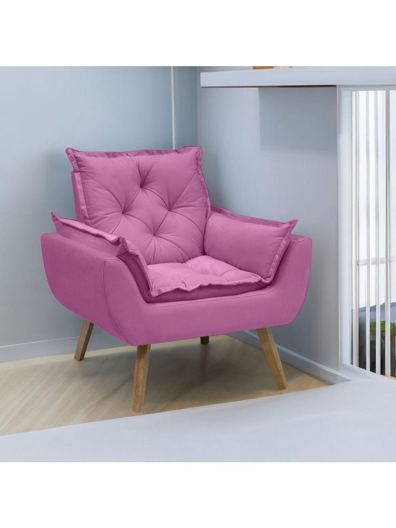 Kit Com 2 Poltronas Opala Conforto Decorativa Em Veludo Rosa