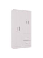 Guarda Roupa Solteiro Milão 4 Portas Branco Brilho - Poquema