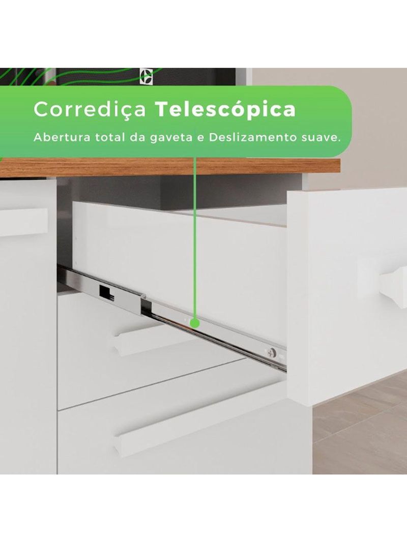 Armário de Cozinha 6 Portas 2 Gavetas Alexia Top Branco Neve | IMOP Móveis