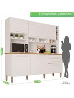 Armário de Cozinha 6 Portas 2 Gavetas Alexia Top Branco Neve | IMOP Móveis