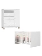 Berço Americano Doce Sonho 100 Com Cômoda Infantil Ternura Baby Branco Brilho - Incorplac