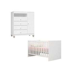 Berço Americano Doce Sonho 100 Com Cômoda Infantil Ternura Baby Branco Brilho - Incorplac