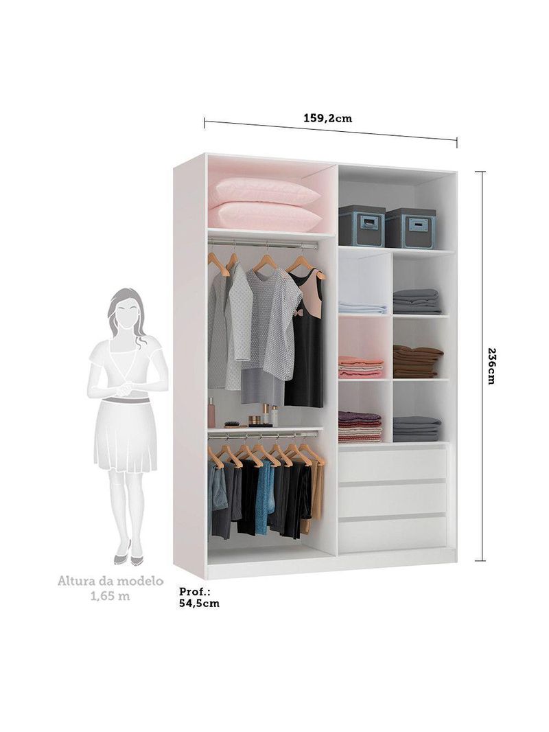 Guarda Roupa Closet Sem Porta 159,2cm Prime Luciane Móveis