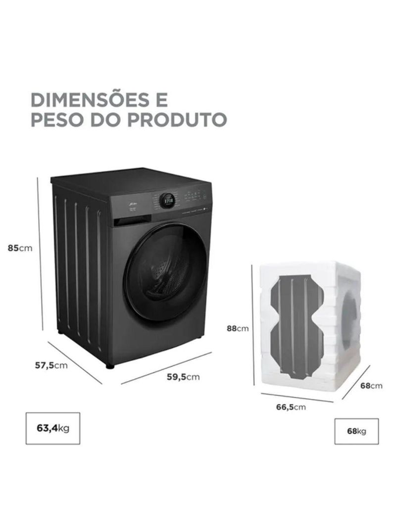 Lava E Seca Midea 11Kg MF201D110WB/GK Titanium 220V