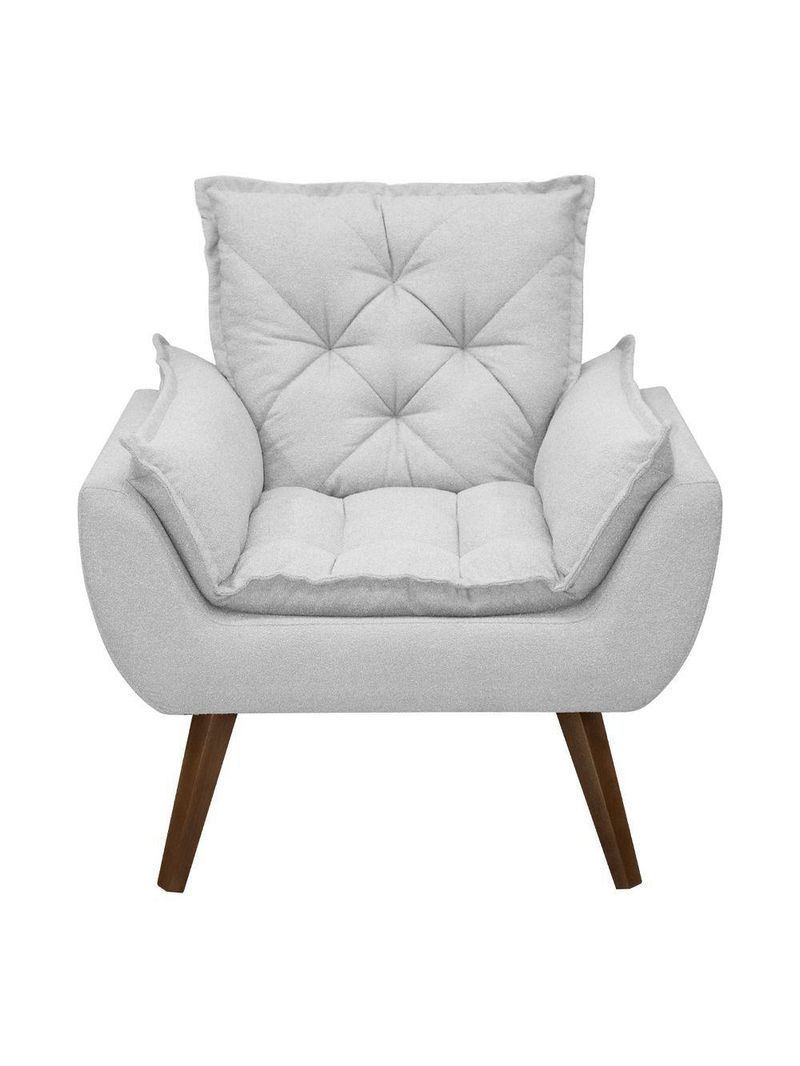 Kit De 2 Poltronas Opala Conforto Tecido Boucle Pés Trapézio Cinza
