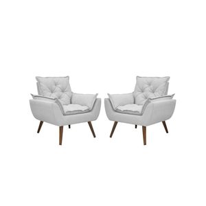 Kit De 2 Poltronas Opala Conforto Tecido Boucle Pés Trapézio Cinza
