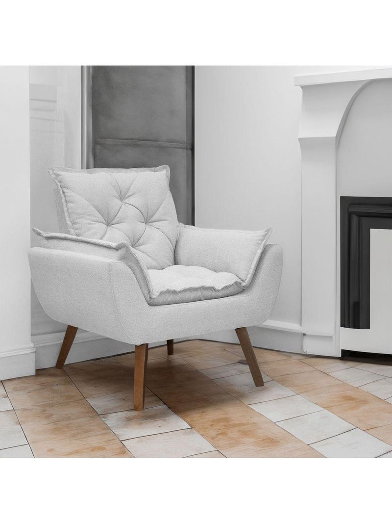 Kit De 2 Poltronas Opala Conforto Tecido Boucle Pés Trapézio Cinza