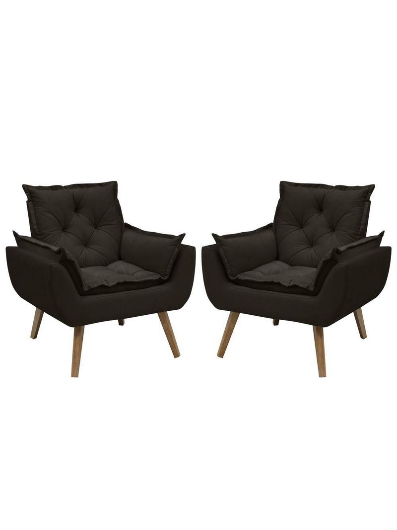 Kit Com 2 Poltronas Opala Conforto Decorativa Em Veludo Marrom