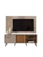 Conjunto Chronos Rack 2 Portas Com Painel Fendi/naturale Com Rack E Painel