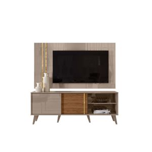 Conjunto Chronos Rack 2 Portas Com Painel Fendi/naturale Com Rack E Painel