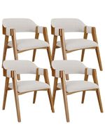 Kit 04 Cadeiras para Sala de Jantar e Estar Living Estofada Suran L02 Bouclê Cru - Lyam